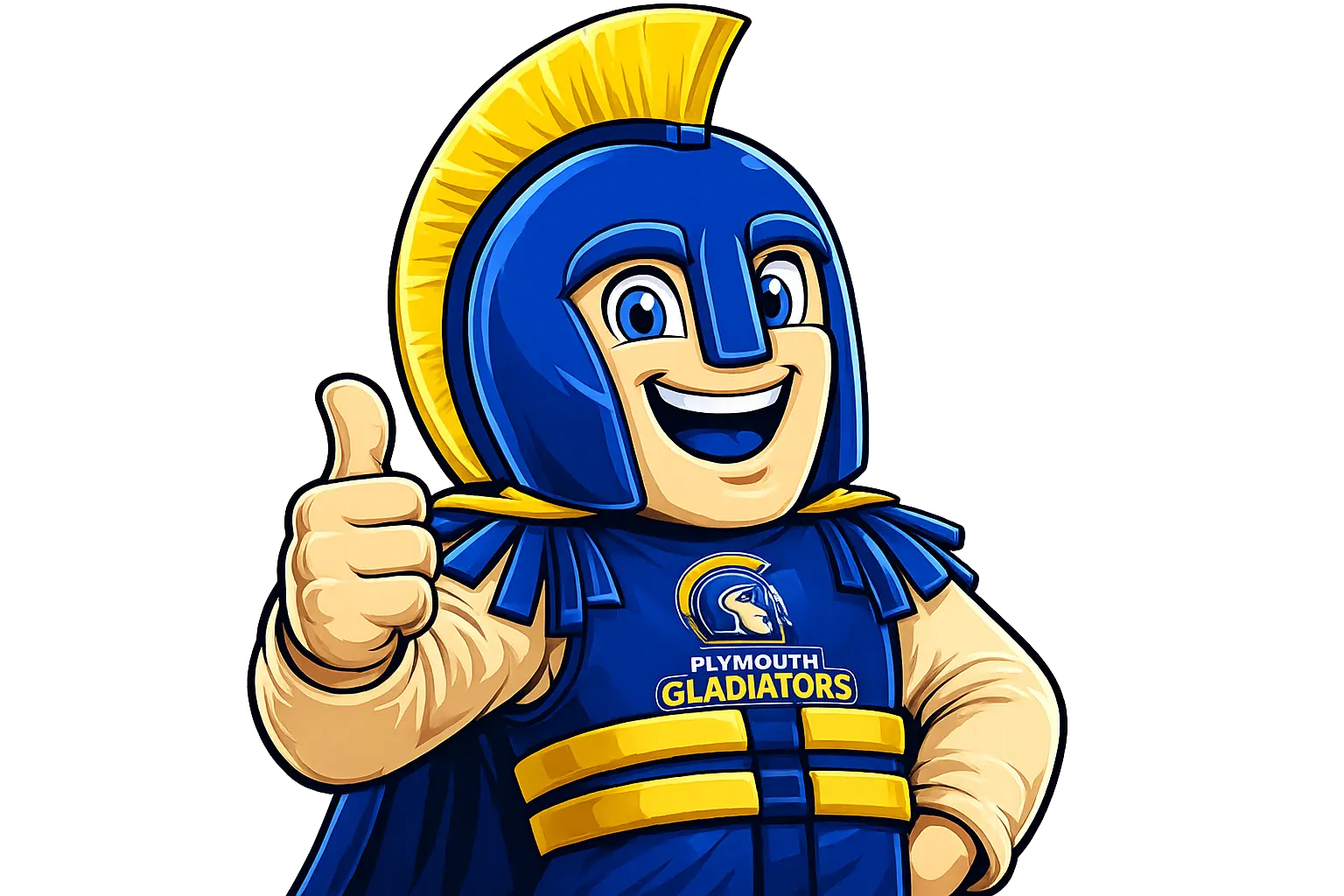 Maximus the Plymouth Gladiators mascot giving a thumbs up
